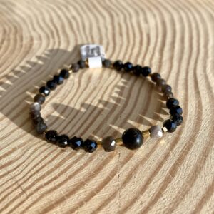 Bransoletka z turmalinem i obsydianem