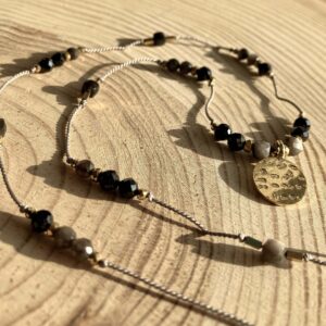 Naszyjnik z turmalinem i obsydianem