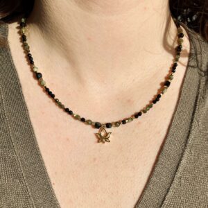 Naszyjnik z czarnym i zielonym turmalinem